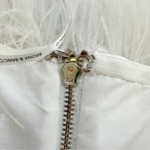 Bronx and Banco Lola Feather White Ivory Bridal Strapless Mini Dress Size S - Picture 10 of 15